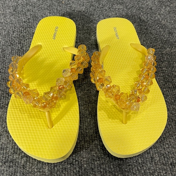**Old Navy Handmade Beaded Flip Flops Sz 9-10 - Picture 1 of 8